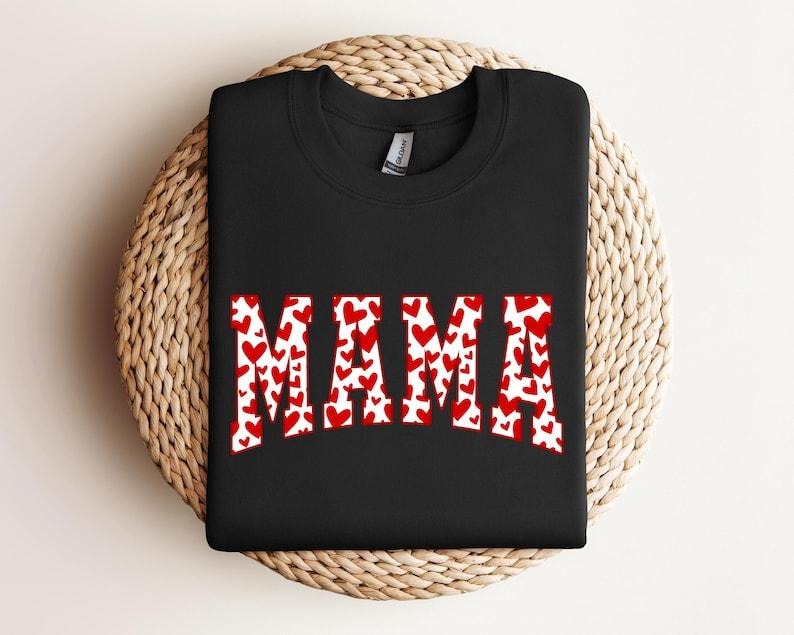 Mama Valentines Heart Shirt,Valentines Day Shirts For Woman,Valentine Day Gift, Valentine Mom Gift Top Womenswear...