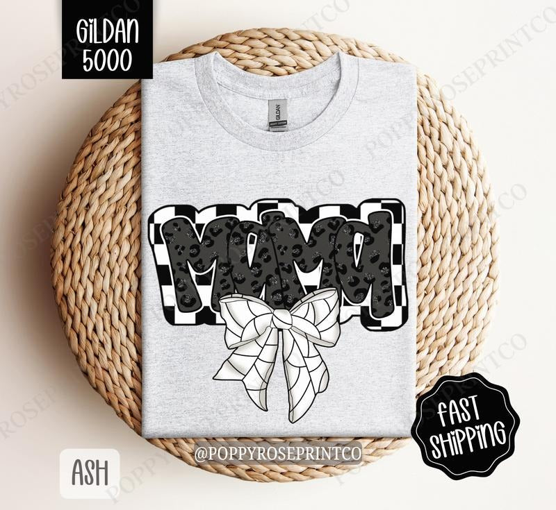 Mama Volleyball Bow Gildan T-shirt, Volleyball Mom Shirt, Volleyball Mama Tee Hoodie, Sweatshirt | InkThreadWorks.com