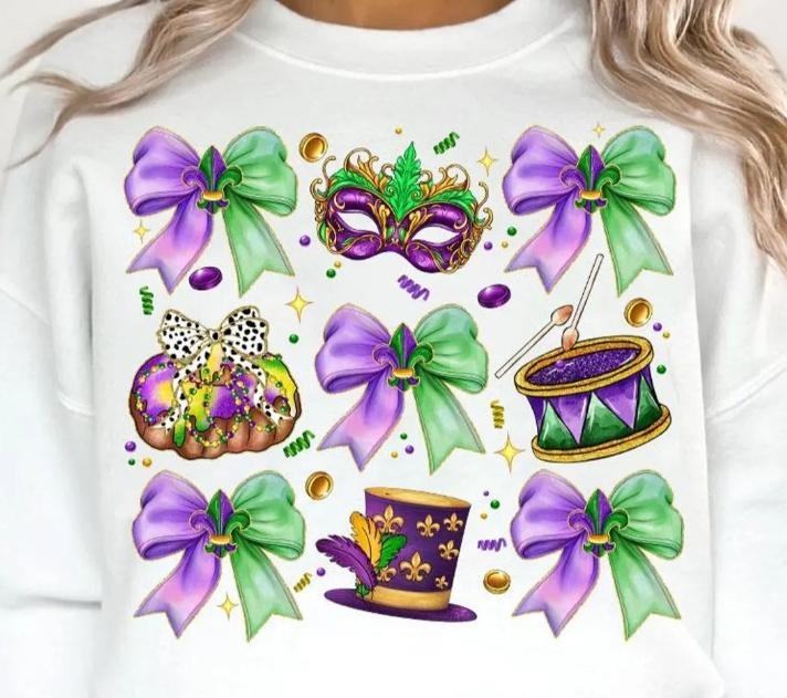 Mardi Gras Coquette DTF Transfers - THIS IS NOT A SHIRT Hoodie, Sweatshirt | InkThreadWorks.com