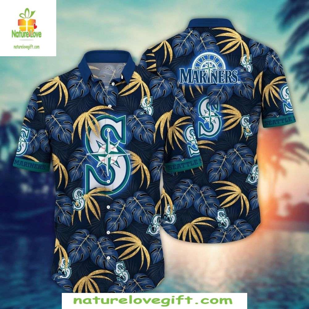 MLB Hawaiian Shirt Mariners Tropical Palm Night Baseball Apparel