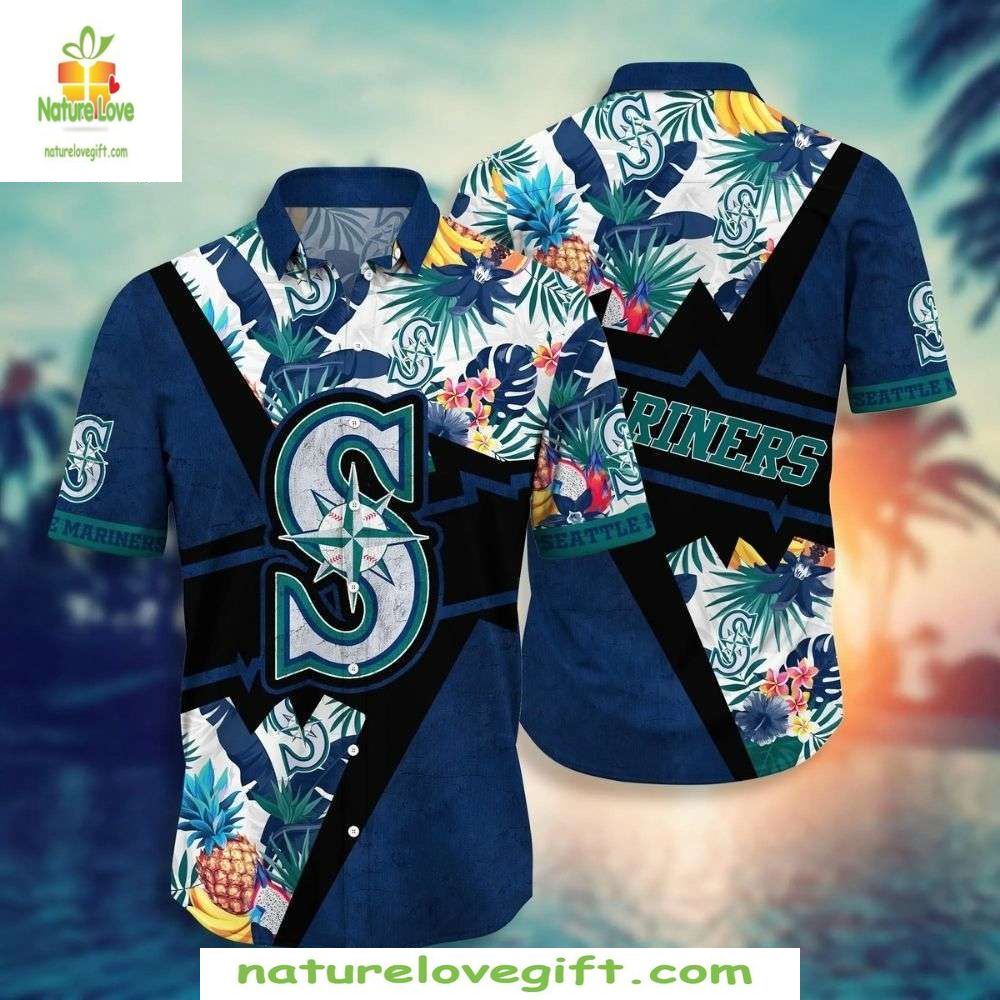 MLB Hawaiian Shirt Mariners Tropical Floral Aloha Baseball Apparel