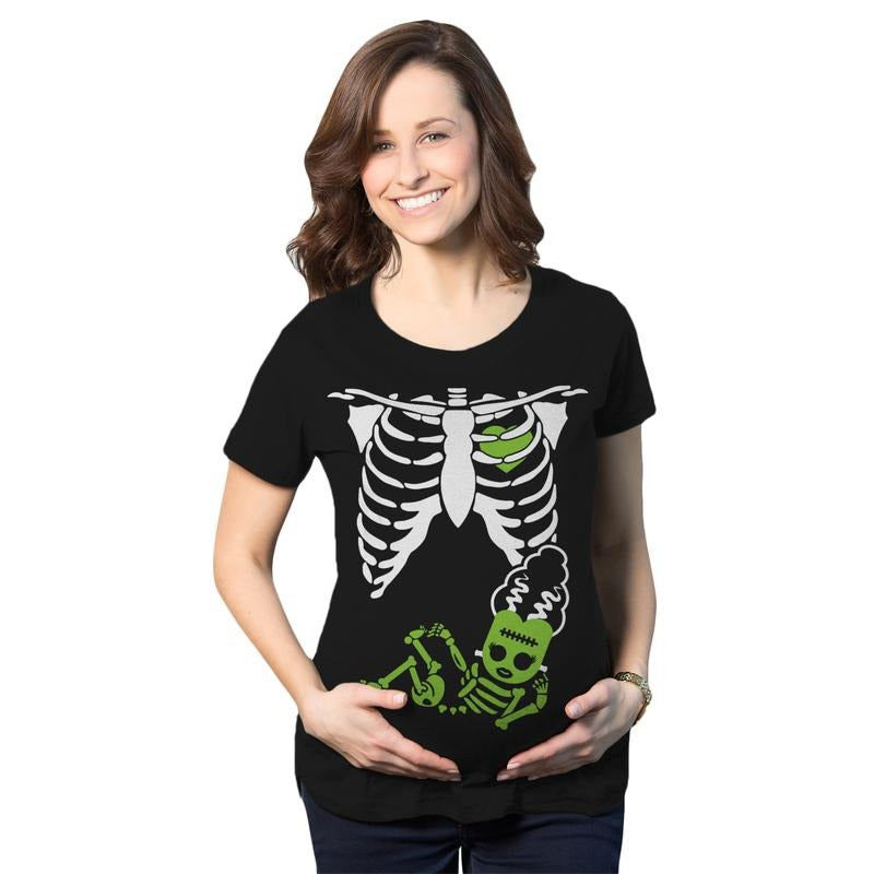 Maternity Witch Baby Bump Skeleton Cute Pregnancy T Shirt Halloween Night Funny Graphic Maternity Tee Cute Pregnancy Tees With Plus Sizes Halloween Maternity Wear Funny Maternity Shirts