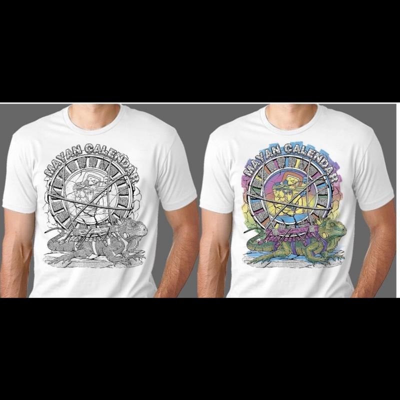 Mayan calendar changing colors White Cotton T-Shirts, Hoodie, Sweatshirt | InkThreadWorks.com
