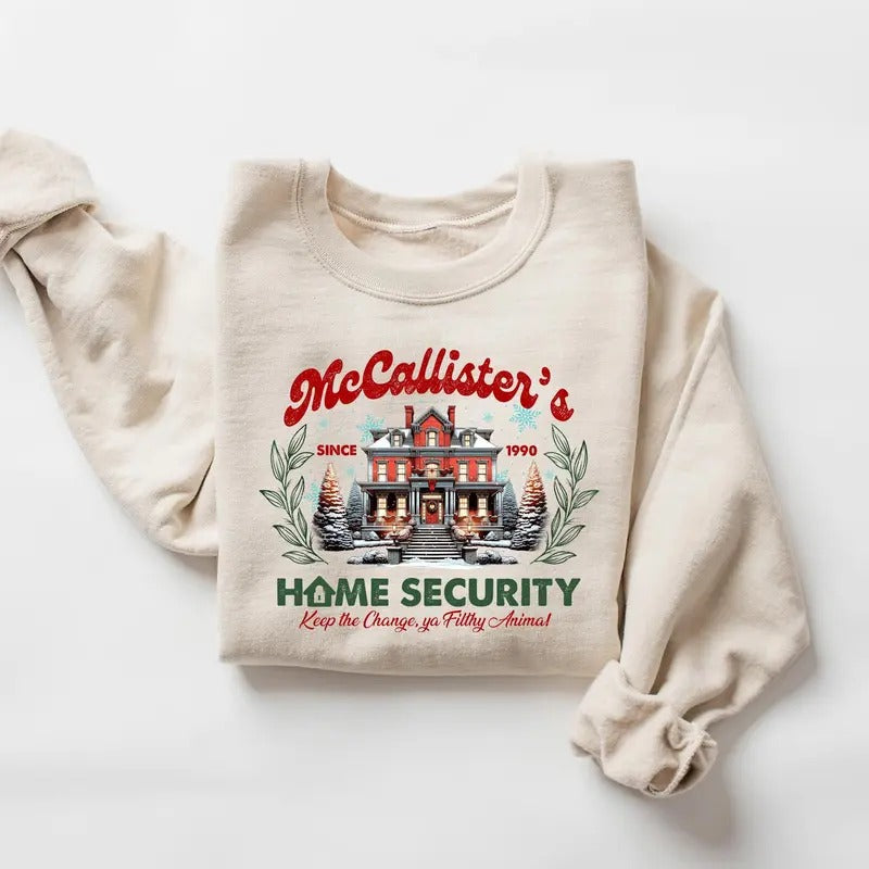 McCallister Home Security Sweatshirt, Christmas Movie Sweater, Funny Christmas Sweatshirt, McCallister Shirt, Christmas Gift, Xmas Movie