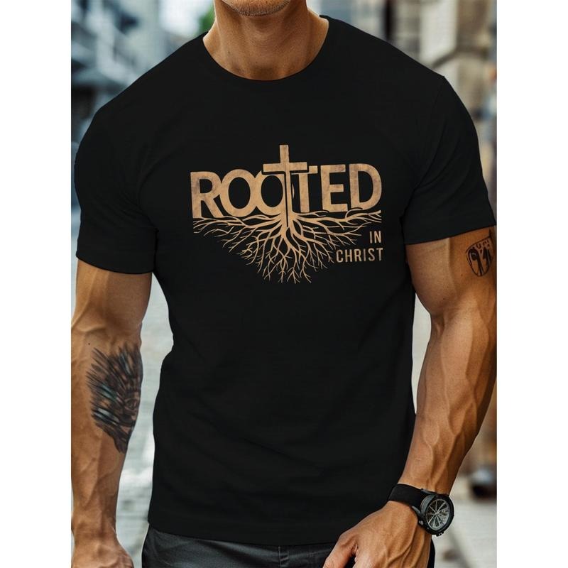 Men'S T-Shirt - Breathable 100% Cotton, Crew Neck, Short Sleeve, S-XXXL, Comfortable, Graphic Print, Perfect for Indoor Outdoor Activities, The Element Design of Jesus, Gift for Men, Dad, Husband, Grandpa, Family, Black Made in USA