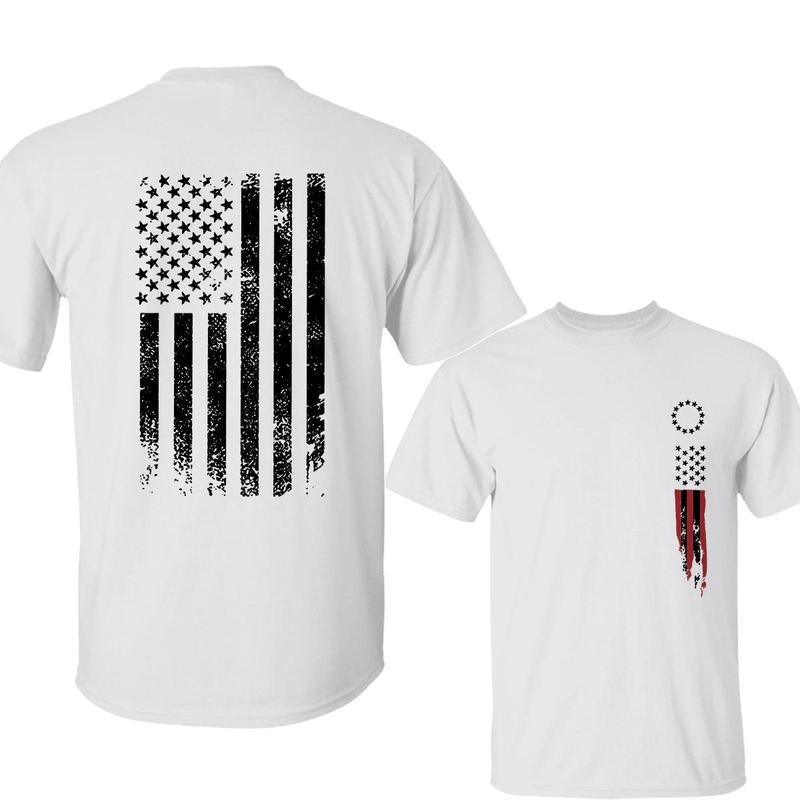Men's American Flag Print T-Shirt, Short Sleeve, Casual Fit for All Seasons