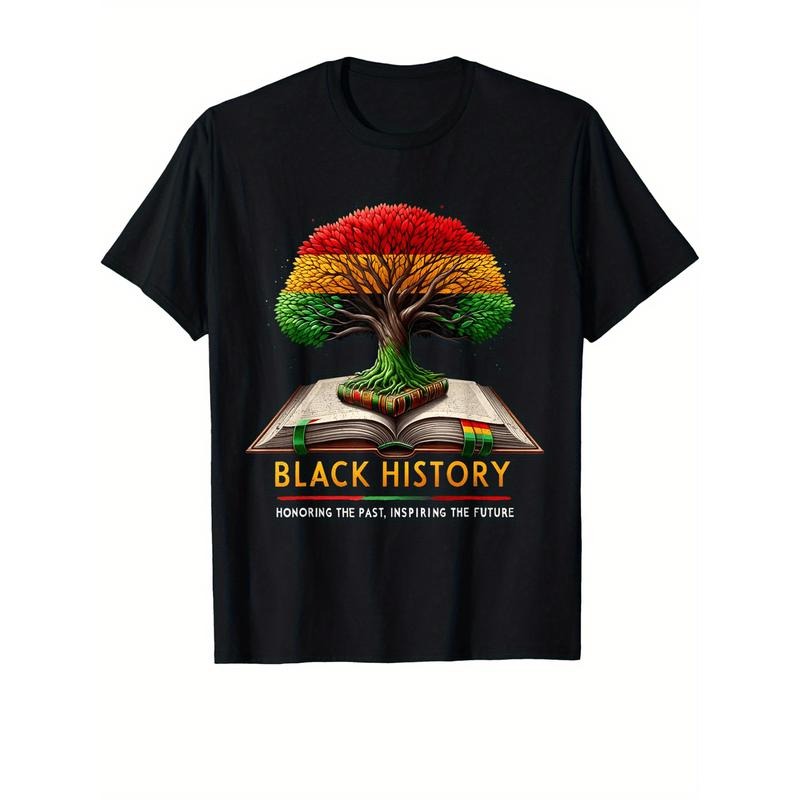 Men's Black History Pride T-Shirt - Soft Cotton, Breathable, Casual Sporty Design with "Black History" Graphic & Tree Illustration - Perfect for Teachers, Gifts, and Casual Attire Made in USA