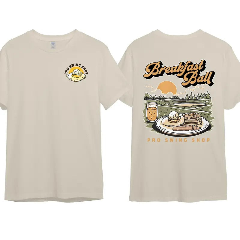 Men's Breakfast Ball T-Shirt - Classic Fit, 100% Cotton - Menswear Graphic Tshirt Graphic Tee