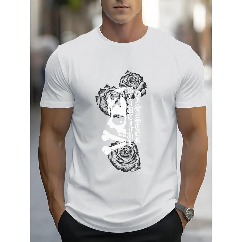 Men's Breathable Summer T-Shirt with Geometric Print