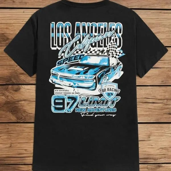 Men's Cartoon Car Graphic Print Round Neck Tee, Regular Fit Casual Fashion Short Sleeve T-shirt for Daily Wear, Streetwear, Back To School Tee, Graphic Tees, Men Summer Top