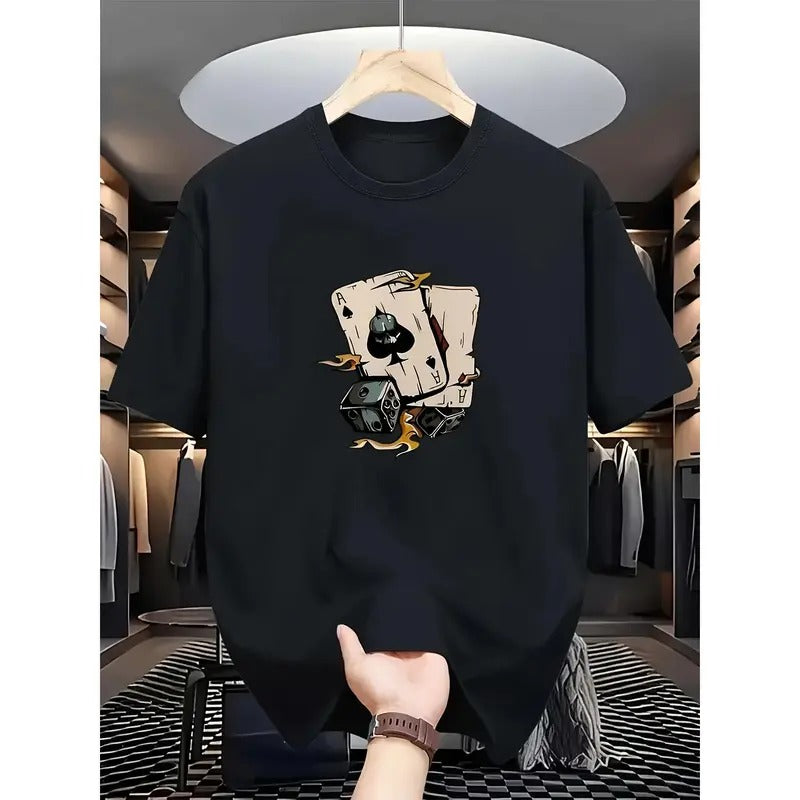 Men's Casual Black T-Shirt with Intricate Skull and Mechanical Design - Cotton and Spandex Blend, Crew Neck, Short Sleeve, Summer Fashion Graphic Tee Made in USA