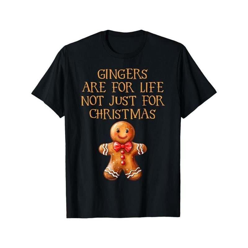 "Men's Funny Gingerbread T-Shirt - Gingers Are For Life Xmas Baker Cotton Tee" made in usa