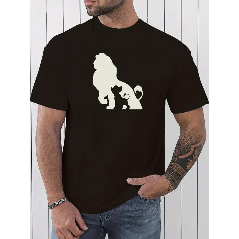 Men's Lion Graphic Tee | Comfort-Fit & Durable | Easy-Care Crew Neck | Fashion-Forward Casual Summer Top Made in USA