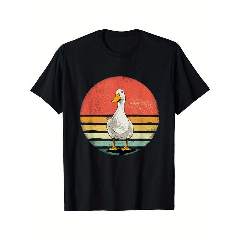 Men's Vintage Duck Graphic Tee - Casual Round Neck, Stretch Fabric, Machine Washable - Perfect for All Seasons Made in USA