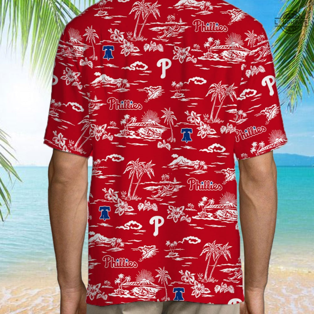 Mens Phillies Hawaiian Shirt Palm Trees Inspired By Philadelphia Phillies Hawaiian Shirt Giveaway Phillies Shirt Mlb Hawaiian Shirts And Shorts