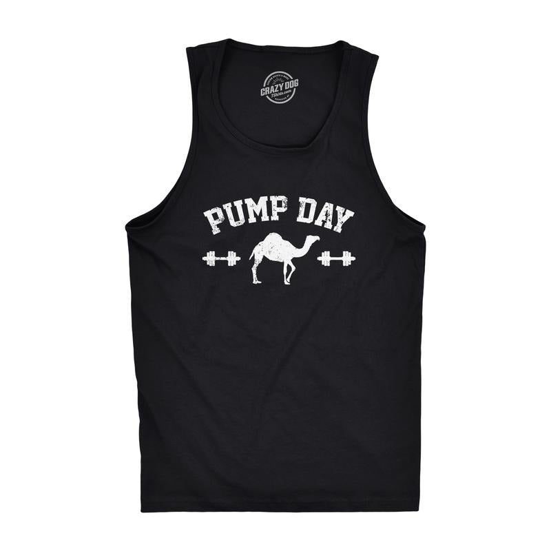 Mens Pump Day Funny Camel Hump Day Workout Sleeveless Fitness Tank Top Funny Workout Shirt for Men with Plus Sizes Fitness Tank Top for Men Funny Animal Sleeveless Tee Novelty Tank Tops for Guys Black