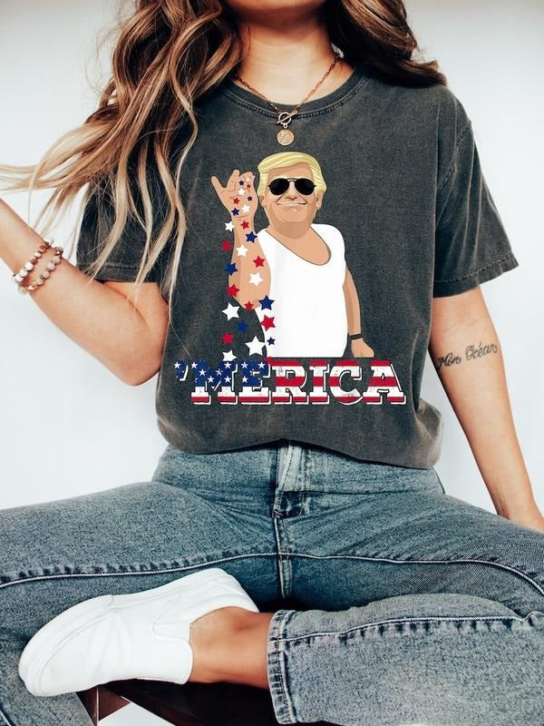 'Merica T-Shirt, Trumm Bae Funny 4th of July Shirt, Trumm Salt 4th Of July Shirt, Salt Bae Style Funny 4th of July Truumpp Tee Shirt, Unisex T-Shirt
