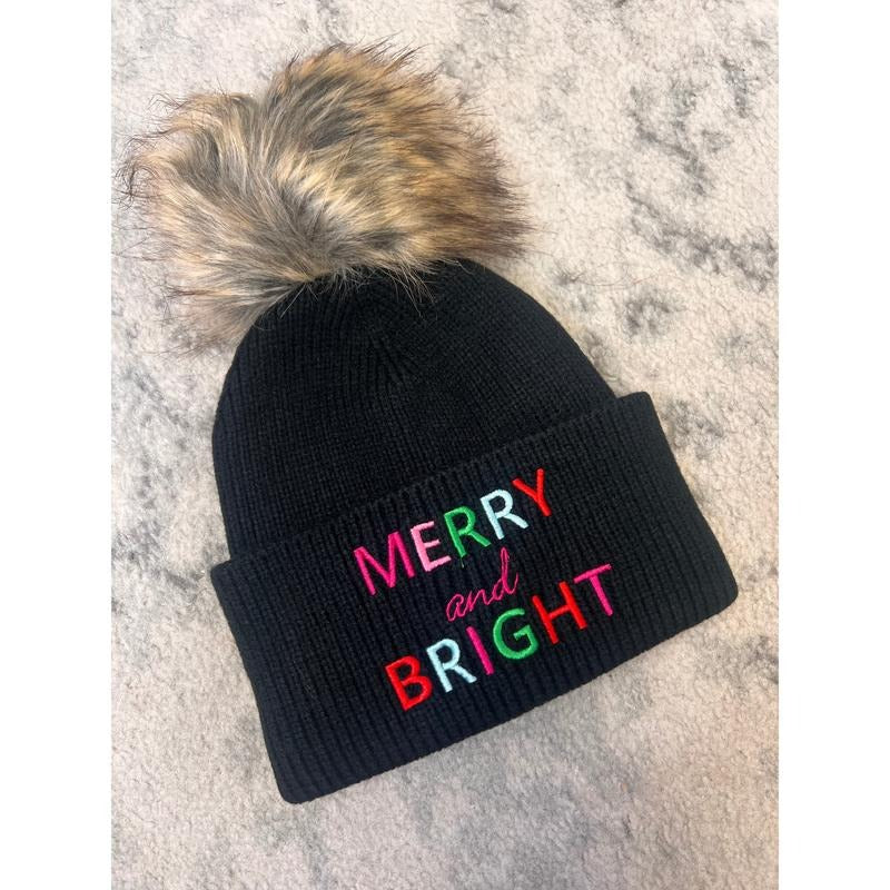 Merry & Bright Black Beanie T-Shirts, Hoodie, Sweatshirt | InkThreadWorks.com