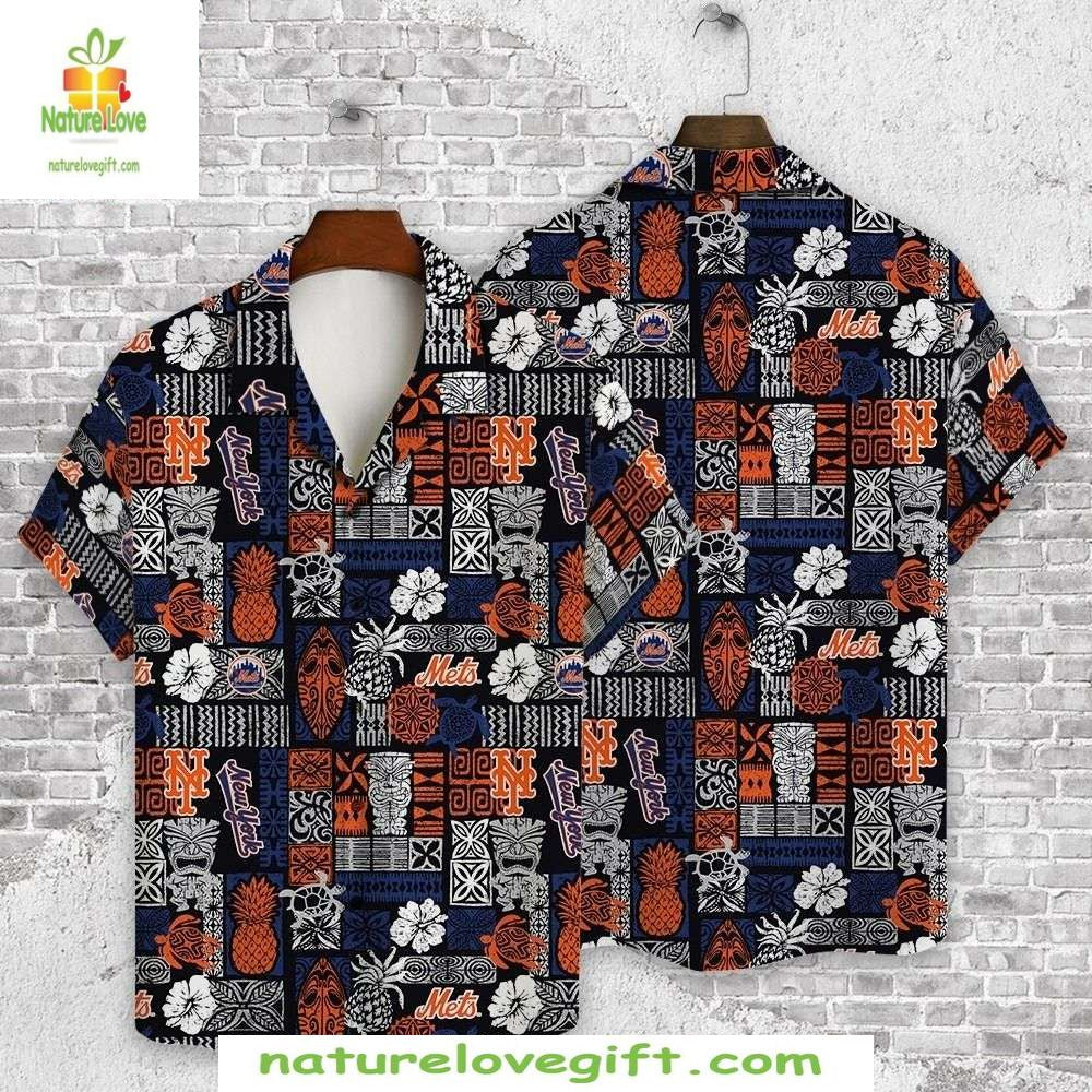 MLB Hawaiian Shirt Mets Paisley Orange Stylish Baseball Apparel