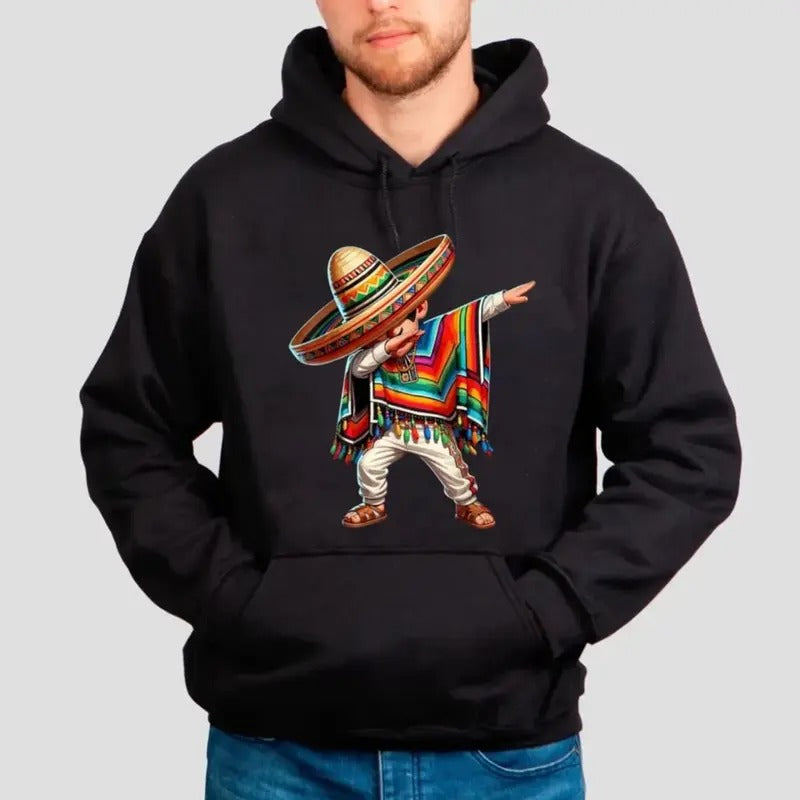 Mexican Boy Dabbing Poncho Cinco De Mayo T Shirt, Sweatshirt, Hoodie, Unisex Sweater Pullover Tee | InkThreadWorks.com
