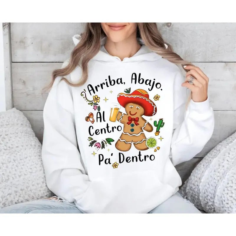 Mexican Gingerbread Christmas Shirt with Sombrero, Unisex Sweatshirt for the Holidays, Happy New Year Gingerbread Man...