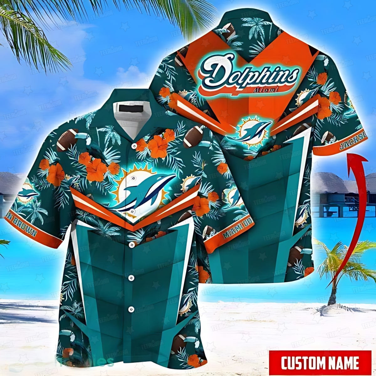 Miami Dolphins Hawaiian Shirt Floral Game Day Design 341745