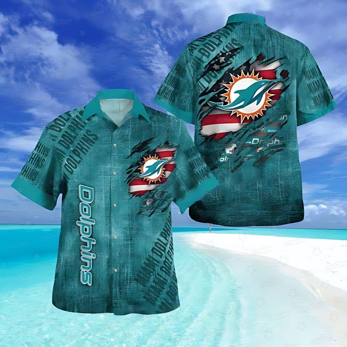 Miami Dolphins Hawaiian Shirt Ripped Grunge Design 401400