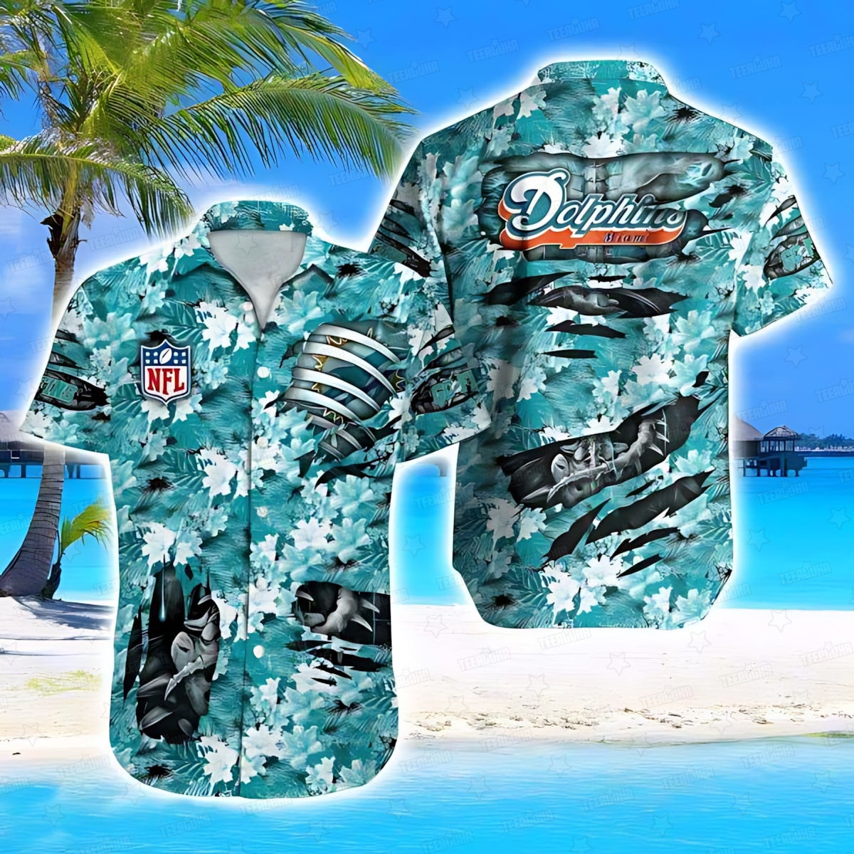 Miami Dolphins Hawaiian Shirt Shark Attack Design 250786