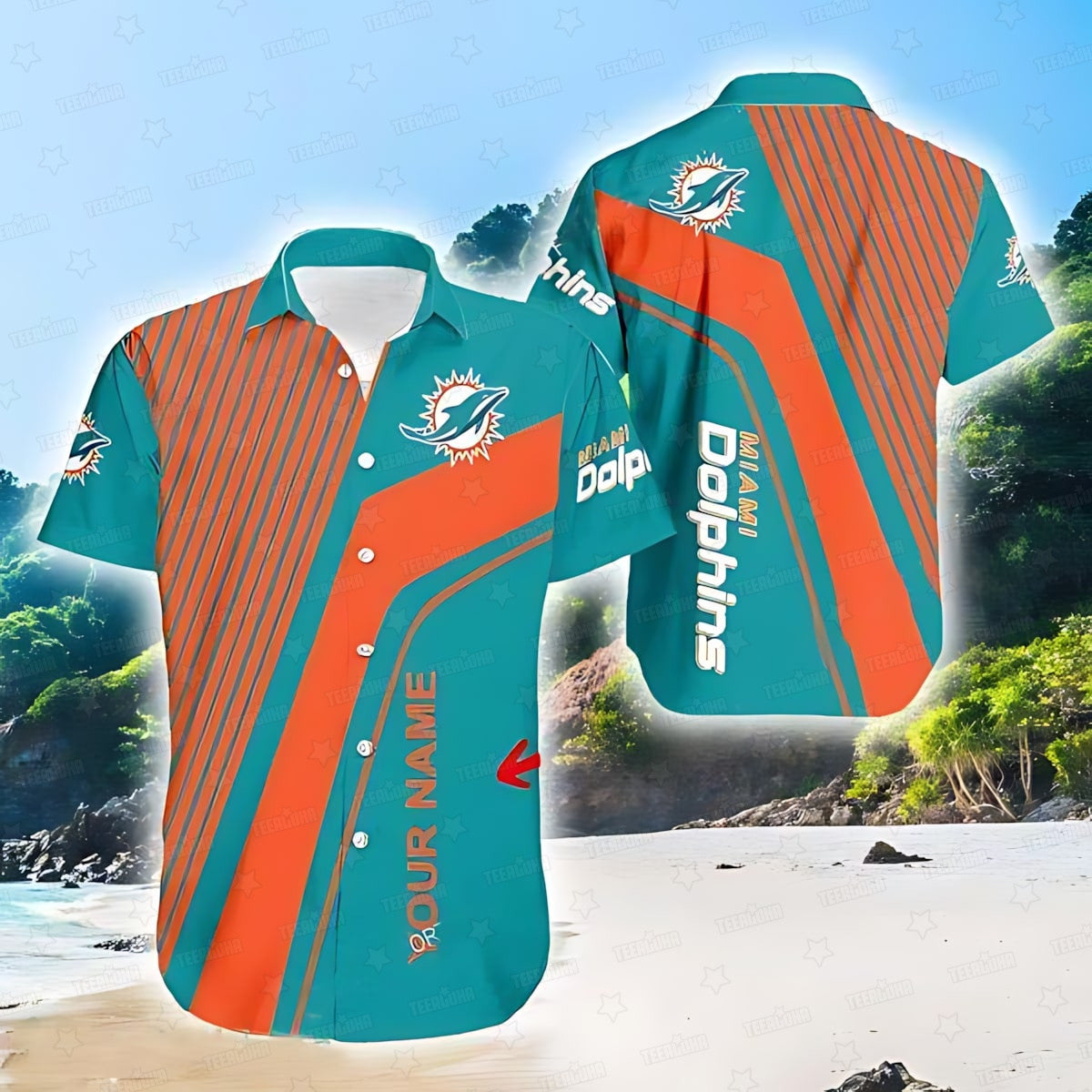 Miami Dolphins Hawaiian Shirt Speed Streak Design by