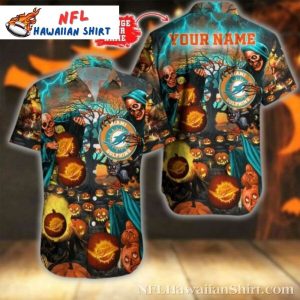 Miami Dolphins Spooky Season Hawaiian Shirt - Ghoulish Game Day Gear