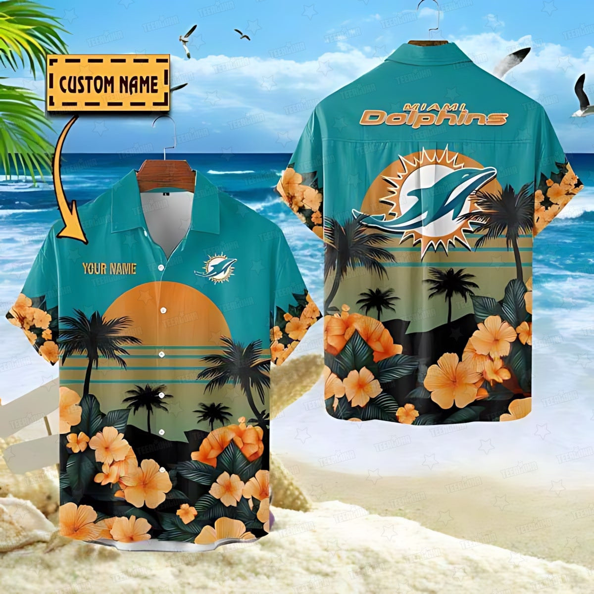 Miami Dolphins Hawaiian Shirt Tropical Sunset Vibes 590961