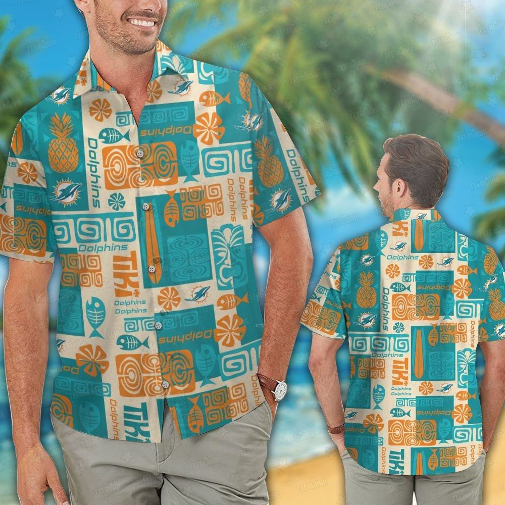 Miami Dolphins Hawaiian Shirt Tiki Vibes Design 468503