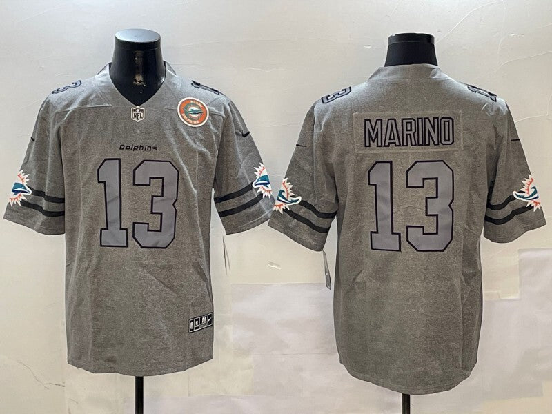 Miami Dolphins #13 Dan Marino Dolphins Retro Hemp Gray Adult Style 1