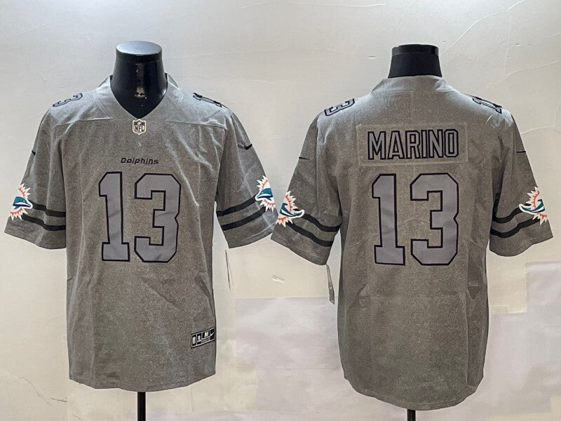Miami Dolphins #13 Dan Marino Dolphins Retro Hemp Gray Adult Style 2