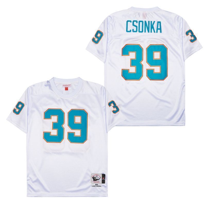 Miami Dolphins #39 Larry Csonka Dolphins 39 White 1972 Retro Style 3