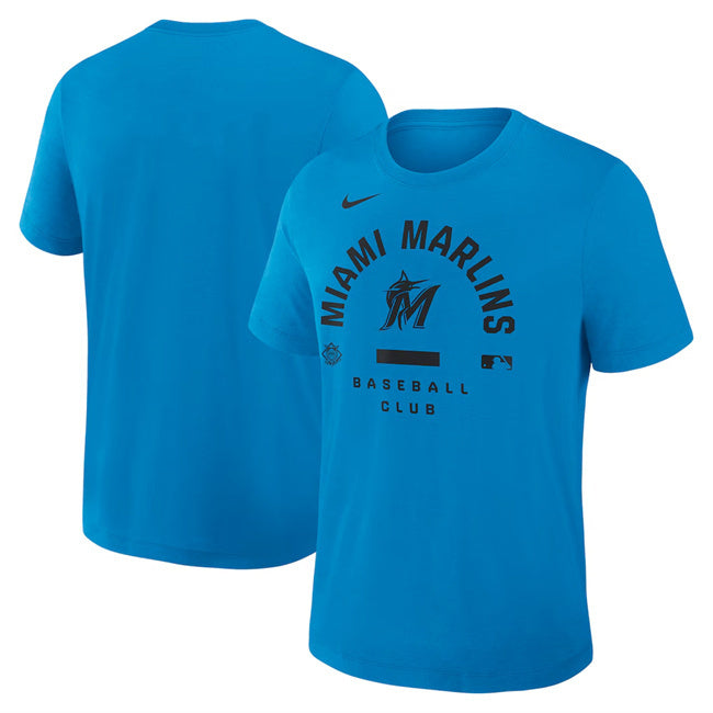 Miami Marlins Blue Collection Early Work Tri-Blend Dri-FIT T-Shirt