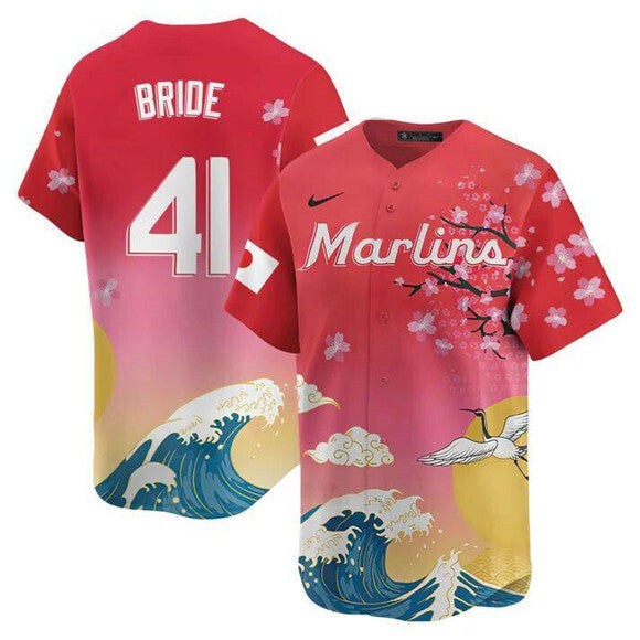 Miami Marlins #41 Jonah Bride Pink Japanese Heritage Night 2025 Limited Baseball