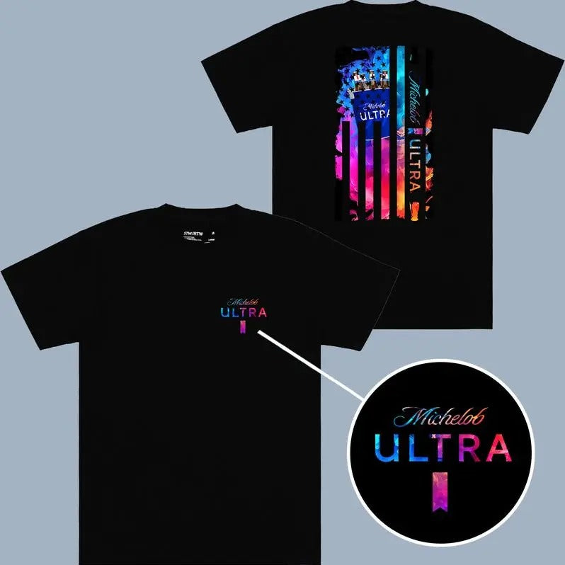 Michelob Ultra Beer Color Flag Tshirt , Double Side - One Style Fits All - For Her