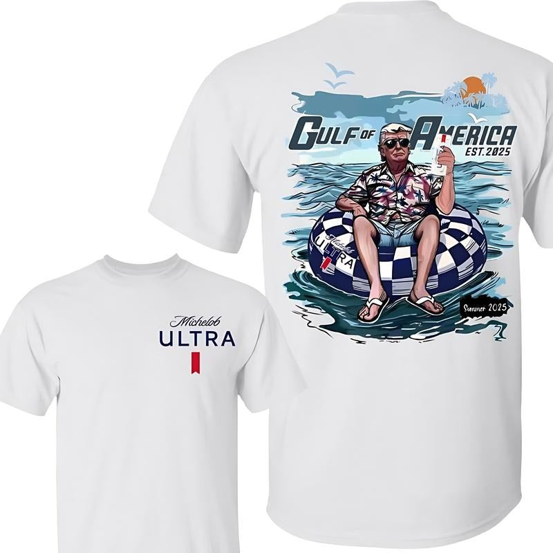 Michelob Ultra Gulf of America ,45th 47th President trump Chillin on the Gulf of America Est 2025 With Miller Lite Beer shirt