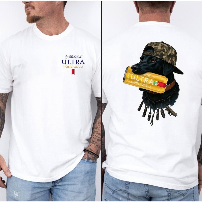 Michelob Ultra Hunting Dog Lover T-Shirt - Sweatshirt - Hoodie, Drinking Graphic Tee, Funny Dog T-shirt for Beer Lovers, Father's Day Shirt, Outdoor Dog Design Men's Graphic Tees