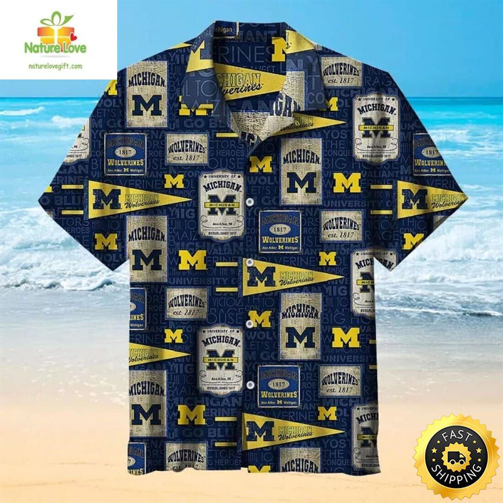 Michigan Wolverines Hawaiian Shirt Beach Gift For College Football Fans