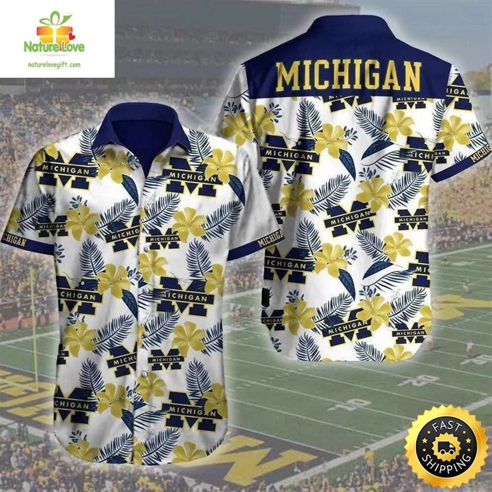 Michigan Wolverines Hawaiian Shirt Tropical Pattern All Over Print
