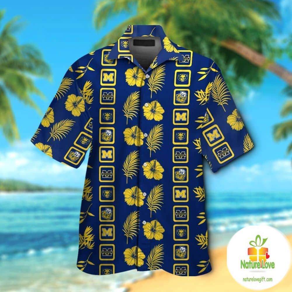 Michigan Wolverines Hawaiian Shirt Tropical Short Sleeve Button Up