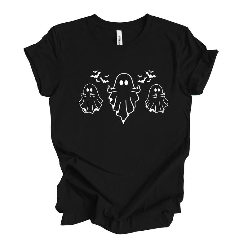 Middle Finger Ghost Tshirt Hoodie, Sweatshirt | InkThreadWorks.com