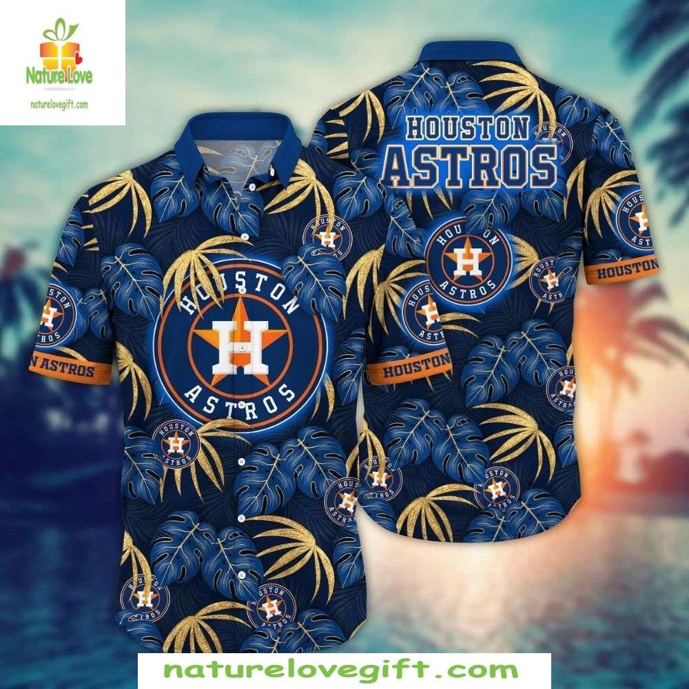 Houston Astros Hawaiian Shirt Midnight Palms MLB Baseball Aloha Shirt