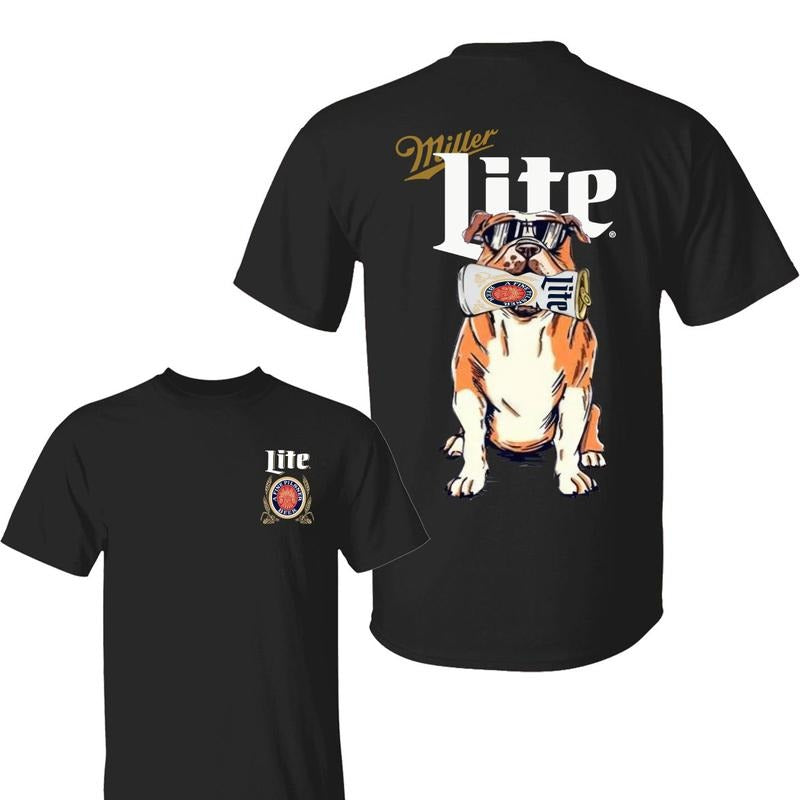 Miler Lite Bulldog Shirt, Miler Dog Lover Shirts, Funny Beer with Cool Dog Unisex Cotton Fit, Full Sizes For Men, For Women