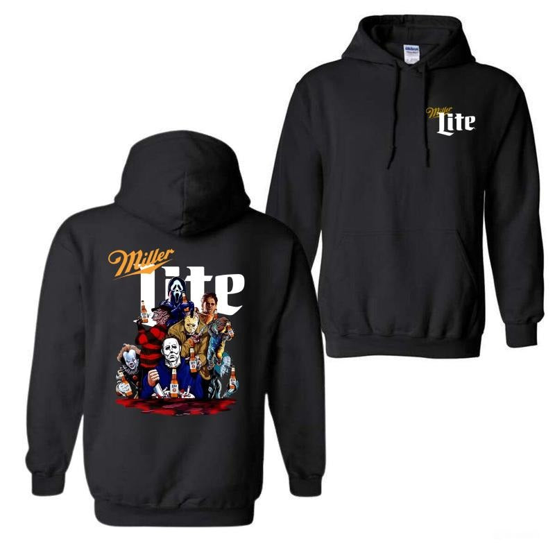 Miler Lite Horror Characters Halloween Hoodie, Horror Movie Hoodie, Miler Lite Hoodie, Unisex Classic Cotton All Sizes, For Women, For Men