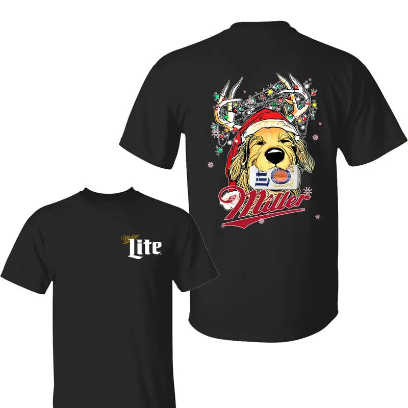 Miler Lite Hunting Dog Christmas Shirt , Miler Lite Shirt, Hunting Shirt, Unisex Classic Cotton 2 Side Graphic Print in All Size, For Men, For Women