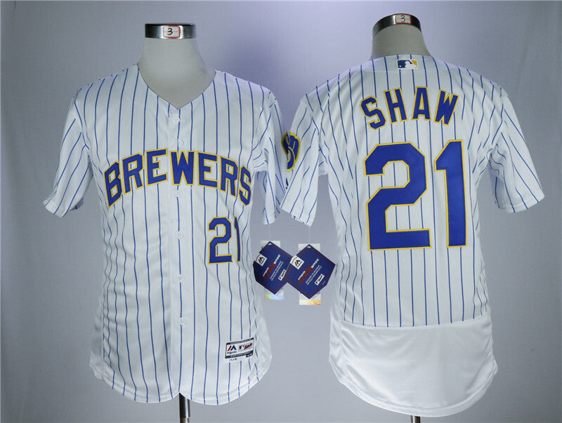 Milwaukee Brewers #21 Travis Shaw White Elite