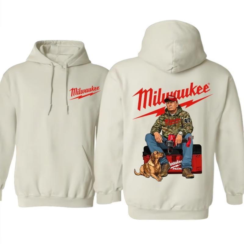 Milwaukeee Trump 47 Camo Hoodie 2 sides, Fuel Hand Drill Dog Hunter Unisex Hoodie, Gift for Father's Day, Mother's Day...